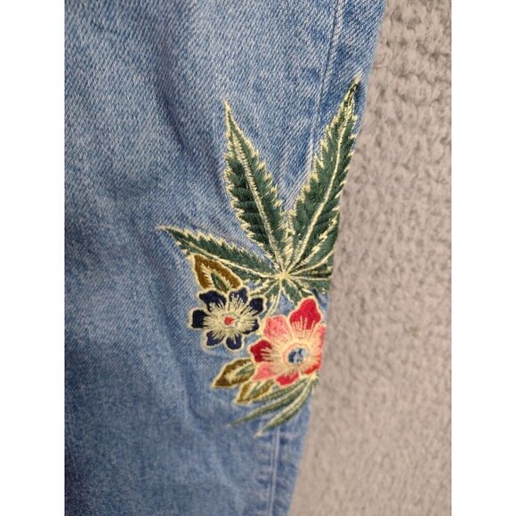 Sandro Basil Floral & Snake Embroidered Crop Denim Jeans Pants Women Sz 38 US 30 - Picture 3 of 15